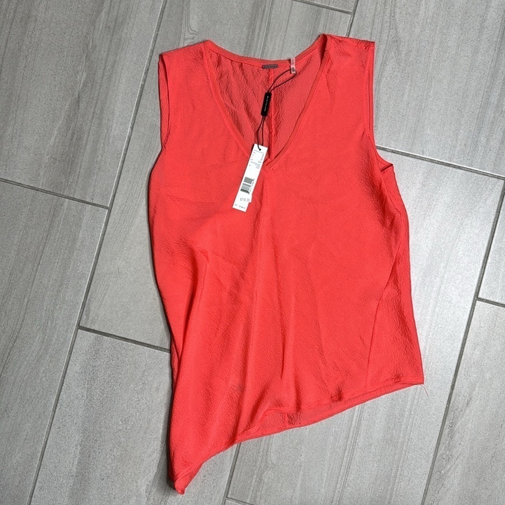 Elie Tahari Women's Silk Tank Top - Guava color- Rust Orange -‎ Size S